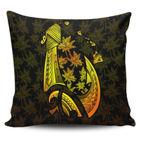 Hawaiian Map Palm Trees Fish Hook Polynesian Pillow Covers Colorful Yellow - AH Pillow Covers Black - Polynesian Pride