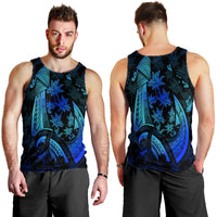 Hawaiian Map Palm Trees Fish Hook Polynesian Quilt Tank Top Colorful Blue - AH - Polynesian Pride