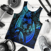 Hawaiian Map Palm Trees Fish Hook Polynesian Quilt Tank Top Colorful Blue - AH - Polynesian Pride