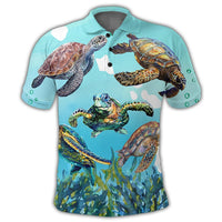 Hawaiian Map Sea Turtles Ocean Polynesian Polo Shirt - Polynesian Pride
