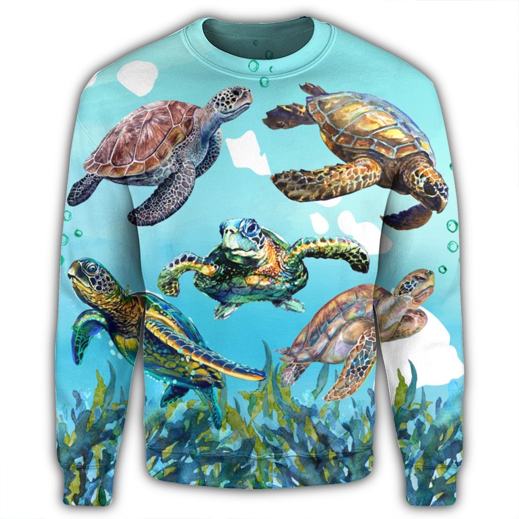 Hawaiian Map Sea Turtles Ocean Polynesian Sweatshirt - AH - Polynesian Pride