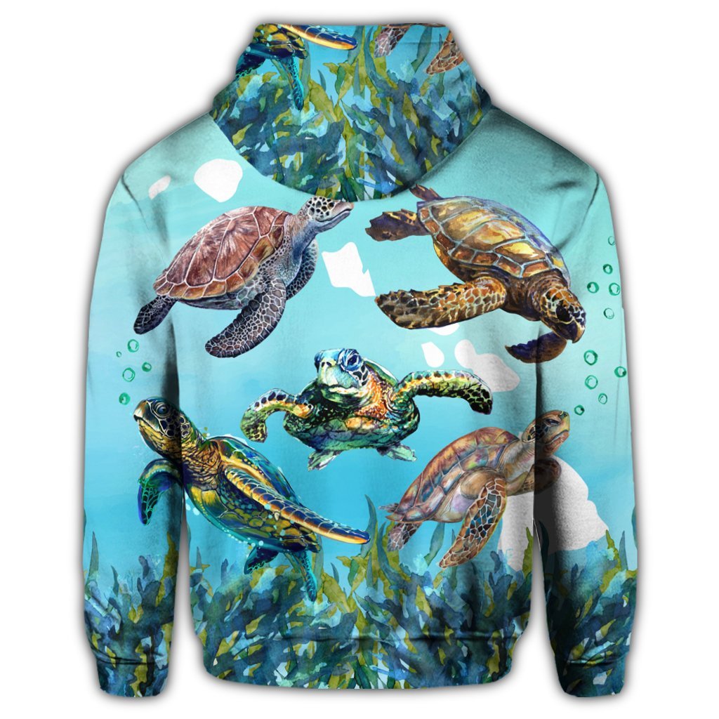 Hawaiian Map Sea Turtles Ocean Polynesian Zip Hoodie - Polynesian Pride