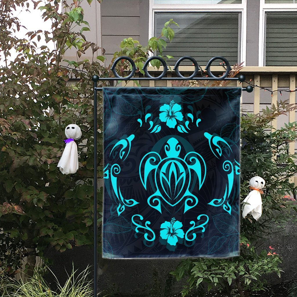 Hawaiian Map Turtle Dolphin With Plumeria Flag - AH - Polynesian Pride