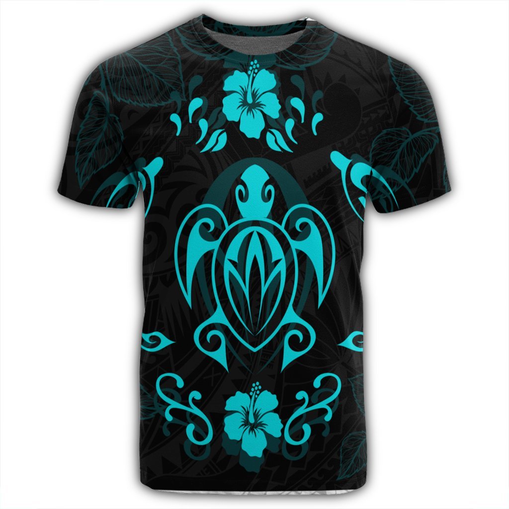 Hawaiian Map Turtle Dolphin With Plumeria T Shirt - Polynesian Pride