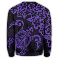 Hawaiian Map Turtle Hibiscus Kanaka Polynesian Sweatshirt - Purple - AH - Polynesian Pride
