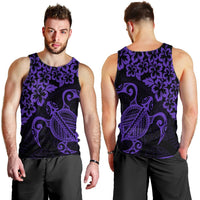 Hawaiian Map Turtle Hibiscus Kanaka Polynesian Tank Top - Purple - AH - Polynesian Pride