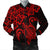 Hawaiian Map Turtle Hibiscus Kanaka Polynesian Bomber Jacket - Red - AH Black Unisex - Polynesian Pride