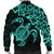 Hawaiian Map Turtle Hibiscus Kanaka Polynesian Bomber Jacket - Turquoise - AH - Polynesian Pride