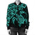 Hawaiian Map Turtle Hibiscus Kanaka Polynesian Bomber Jacket - Turquoise - AH - Polynesian Pride