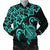 Hawaiian Map Turtle Hibiscus Kanaka Polynesian Bomber Jacket - Turquoise - AH Black Unisex - Polynesian Pride