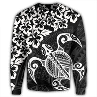 Hawaiian Map Turtle Hibiscus Kanaka Polynesian Sweatshirt - White - AH - Polynesian Pride