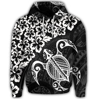Hawaiian Map Turtle Hibiscus Kanaka Polynesian Hoodie White - Polynesian Pride