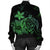 Hawaiian Map Turtle Hibiscus Plumeria Polynesian Bomber Jacket - Green - AH - Polynesian Pride