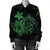 Hawaiian Map Turtle Hibiscus Plumeria Polynesian Bomber Jacket - Green - AH - Polynesian Pride