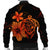 Hawaiian Map Turtle Hibiscus Plumeria Polynesian Bomber Jacket - Orange - AH - Polynesian Pride