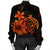 Hawaiian Map Turtle Hibiscus Plumeria Polynesian Bomber Jacket - Orange - AH - Polynesian Pride