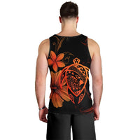 Hawaiian Map Turtle Hibiscus Plumeria Polynesian Tank Top - Orange - AH - Polynesian Pride