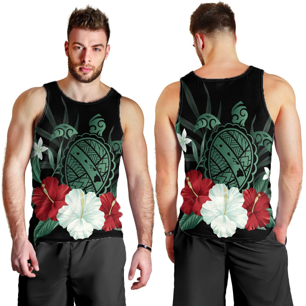 Hawaiian Map Turtle Hibiscus Polynesian Tank Top - AH - Polynesian Pride