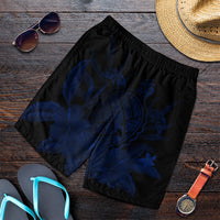Hawaiian Map Turtle Hibiscus Polynesian Men's Shorts - Blue - AH Art - Polynesian Pride