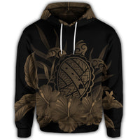 Hawaiian Map Turtle Hibiscus Polynesian Hoodie Gold - Polynesian Pride