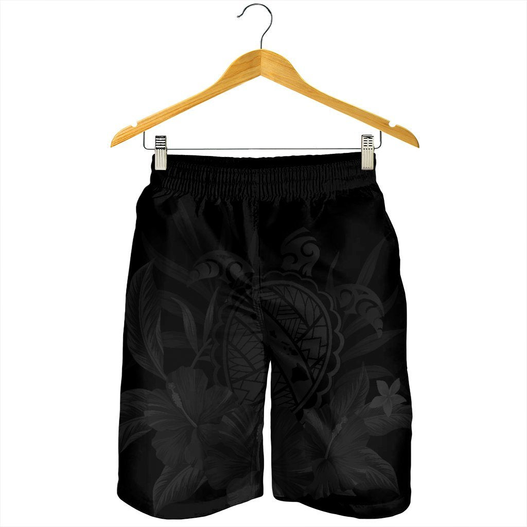Hawaiian Map Turtle Hibiscus Polynesian Men's Shorts - Gray - AH - Polynesian Pride