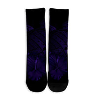 Hawaiian Map Turtle Hibiscus Polynesian Crew Socks - Purple - AH - Polynesian Pride