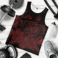 Hawaiian Map Turtle Hibiscus Polynesian Tank Top - Red - AH - Polynesian Pride