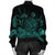 Hawaiian Map Turtle Hibiscus Polynesian Bomber Jacket - Turquoise - AH - Polynesian Pride