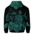 Hawaiian Map Turtle Hibiscus Polynesian Hoodie Turquoise - Polynesian Pride