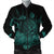 Hawaiian Map Turtle Hibiscus Polynesian Bomber Jacket - Turquoise - AH Black Unisex - Polynesian Pride