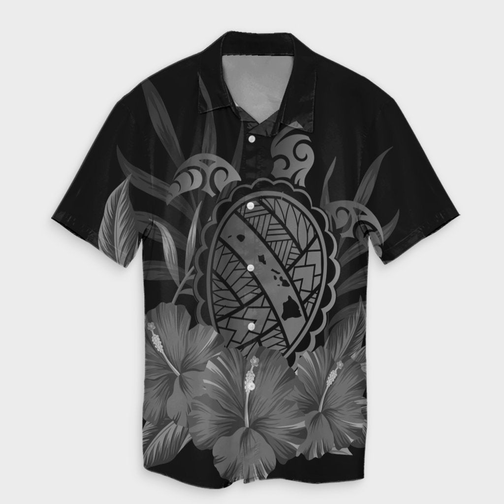 Hawaiian Map Turtle Hibiscus Polynesian Hawaiian Shirt - White - AH Unisex Black - Polynesian Pride