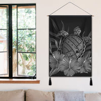 Hawaiian Map Turtle Hibiscus Polynesian Hanging Poster - White - AH - Polynesian Pride