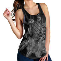 Hawaiian Map Turtle Hibiscus Polynesian Racerback Tank - White - AH - Polynesian Pride