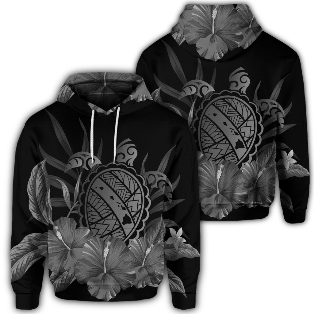 Hawaiian Map Turtle Hibiscus Polynesian Hoodie White Unisex Art - Polynesian Pride