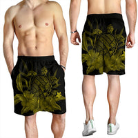 Hawaiian Map Turtle Hibiscus Polynesian Men's Shorts - Yellow - AH - Polynesian Pride
