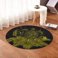 Hawaiian Map Turtle Hibiscus Polynesian Round Carpet - Yellow - AH - Polynesian Pride