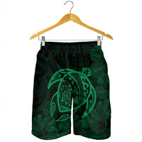 Hawaiian Map Turtle Kanaka Hibiscus Polynesian Men's Shorts - Green - AH - Polynesian Pride