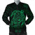 Hawaiian Map Turtle Kanaka Hibiscus Polynesian Bomber Jacket - Green - AH Black Unisex - Polynesian Pride