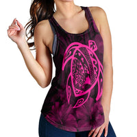 Hawaiian Map Turtle Kanaka Hibiscus Polynesian Racerback Tank - Pink - AH - Polynesian Pride