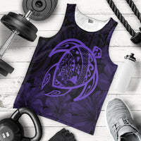 Hawaiian Map Turtle Kanaka Hibiscus Polynesian Tank Top - Purple - AH - Polynesian Pride