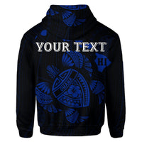 Custom Hawaiian Map Turtle Ohana Hibicus Polynesian Hoodie Blue - Polynesian Pride
