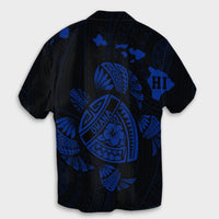 Hawaiian Map Turtle Ohana Hibicus Polynesian Hawaiian Shirt - Blue - AH - Polynesian Pride