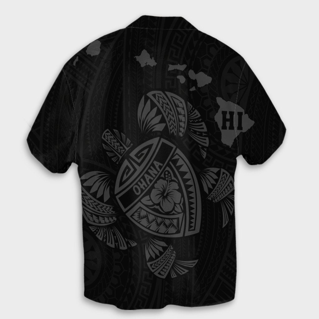 Hawaiian Map Turtle Ohana Hibicus Polynesian Hawaiian Shirt - Gray - AH - Polynesian Pride