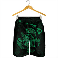 Hawaiian Map Turtle Ohana Hibicus Polynesian Men's Shorts - Green - AH - Polynesian Pride