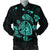 Hawaiian Map Turtle Ohana Hibicus Polynesian Bomber Jacket - Turquoise - AH Black Unisex - Polynesian Pride