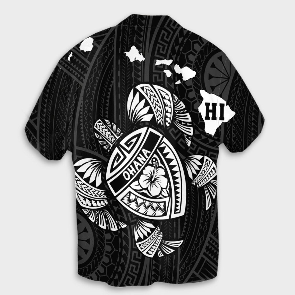 Hawaiian Map Turtle Ohana Hibicus Polynesian Hawaiian Shirt - White - AH - Polynesian Pride
