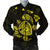 Hawaiian Map Turtle Ohana Hibicus Polynesian Bomber Jacket - Yellow - AH Black Unisex - Polynesian Pride