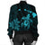 Hawaiian Map Turtle Plumeria Hibiscus Fish Hook Polynesian Bomber Jacket Blue - AH - Polynesian Pride