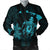 Hawaiian Map Turtle Plumeria Hibiscus Fish Hook Polynesian Bomber Jacket Blue - AH Black Unisex - Polynesian Pride