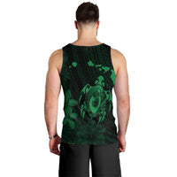 Hawaiian Map Turtle Plumeria Hibiscus Fish Hook Polynesian Tank Top Green - AH - Polynesian Pride